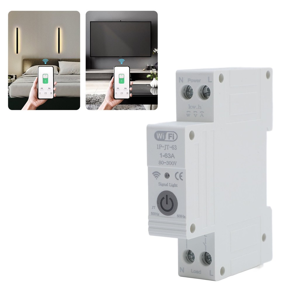 Smart WiFi Circuit Breaker Wireless Remote Control Enegy Meter Switch Protector