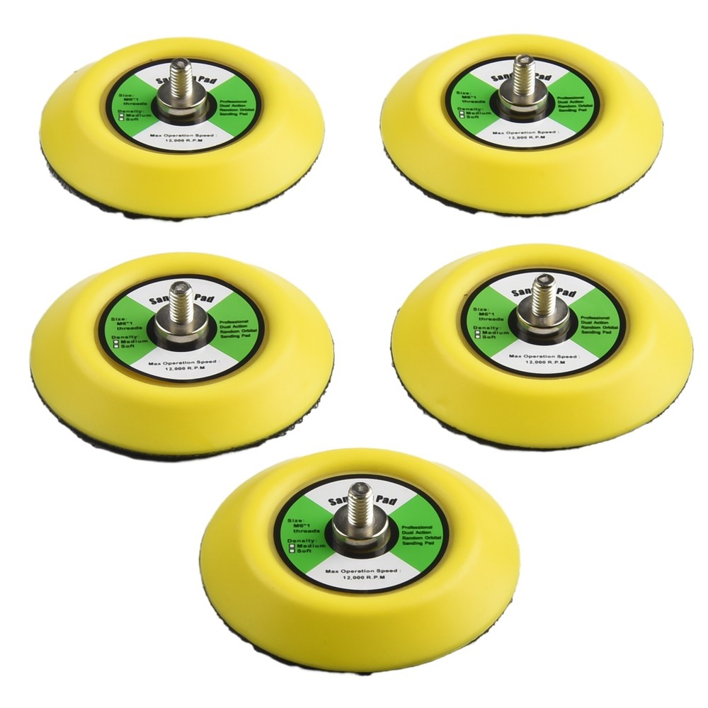 Sanding`Polishing Backing Pad`5pcs 3\ 75mm`Hook Loop M6 Thread For`Air Sander
