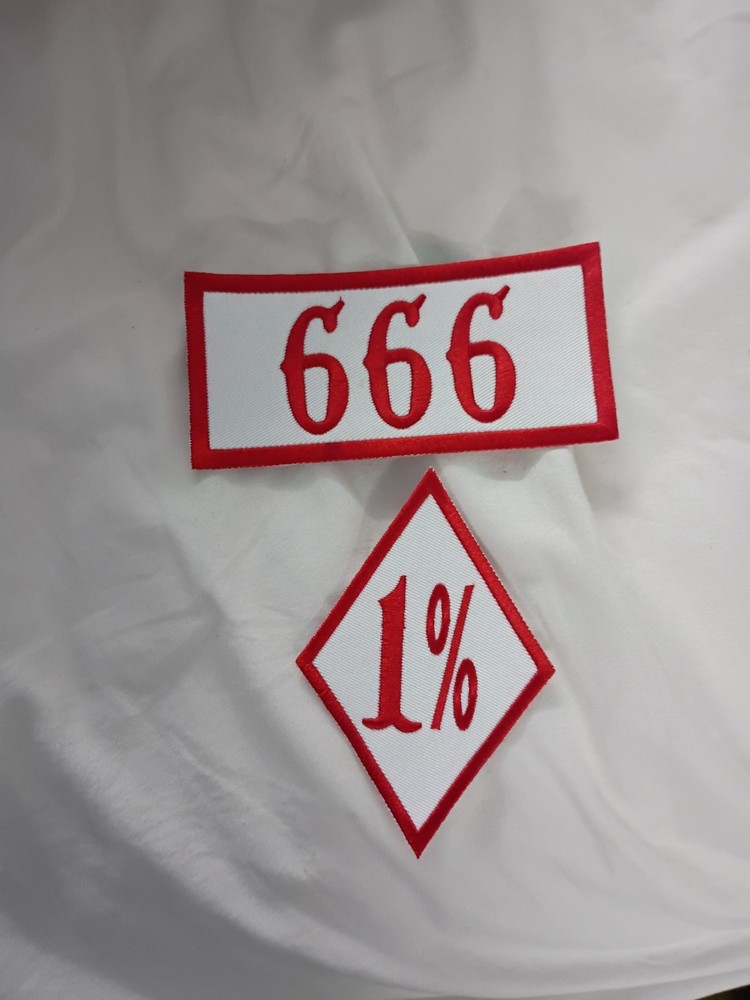 6 Pc. Red and White M C Front Patch Set