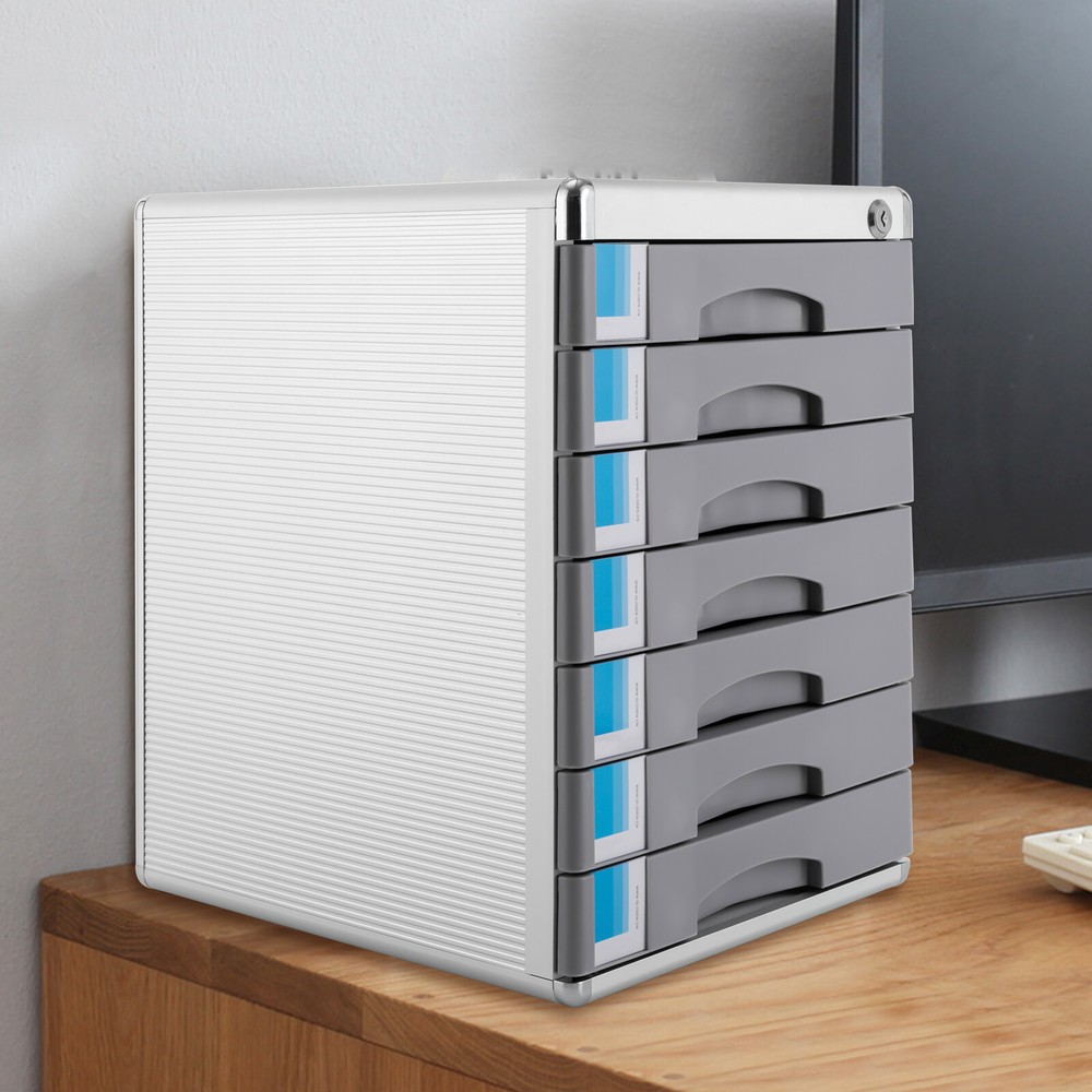 Rectangular Document Storage Box 7 Compartments Drawer Desktop File Organizer