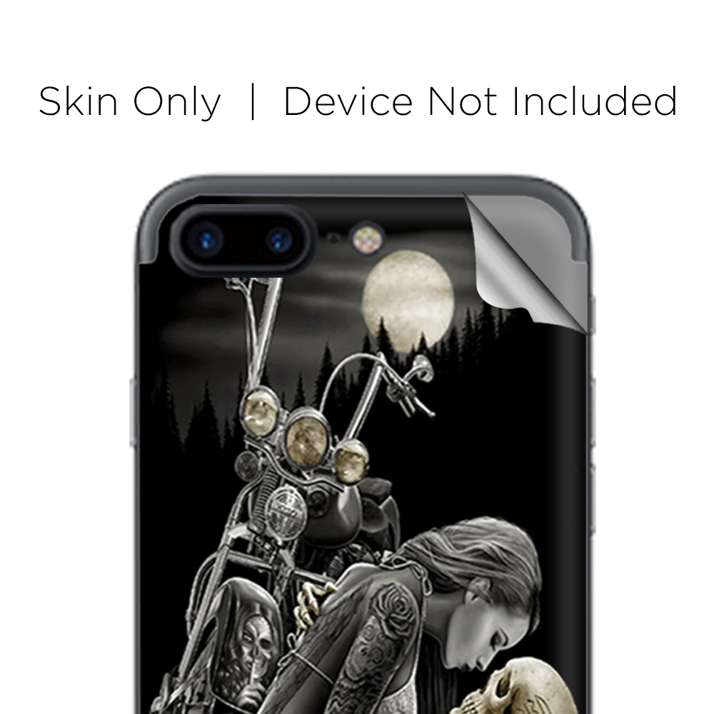 Apple iPhone 7 / 8 Plus Skins Decal Wrap Biker skeleton full moon tattoo
