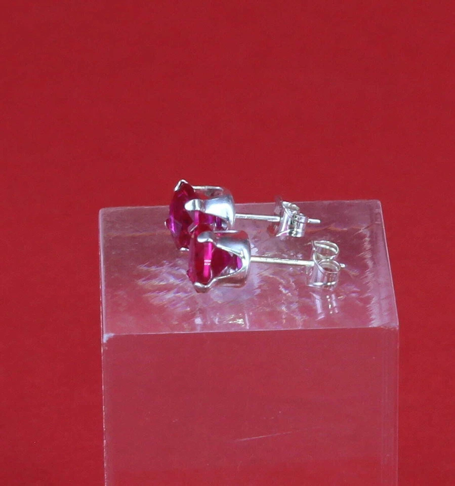 Solid .925 Sterling Silver Round Shaped Stud Earrings Cubic Zirconia