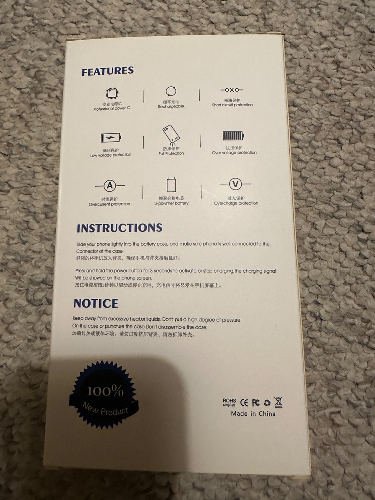 Battery Case for iPhone 13/13Pro 5000mAh Black.