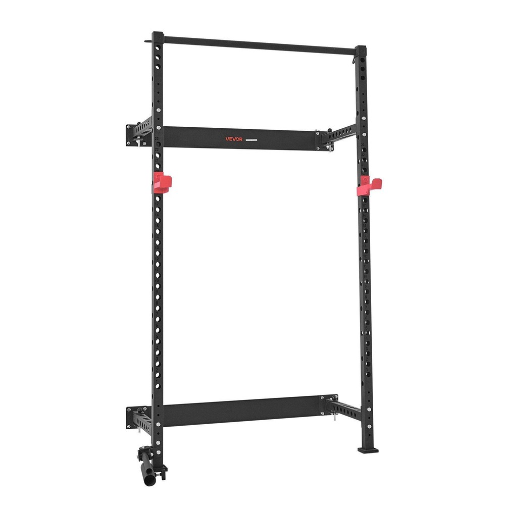 Foldable Squat Rack with Pull-Up Bar: Space-Saving, 1000lb, J-Hooks & Landmine