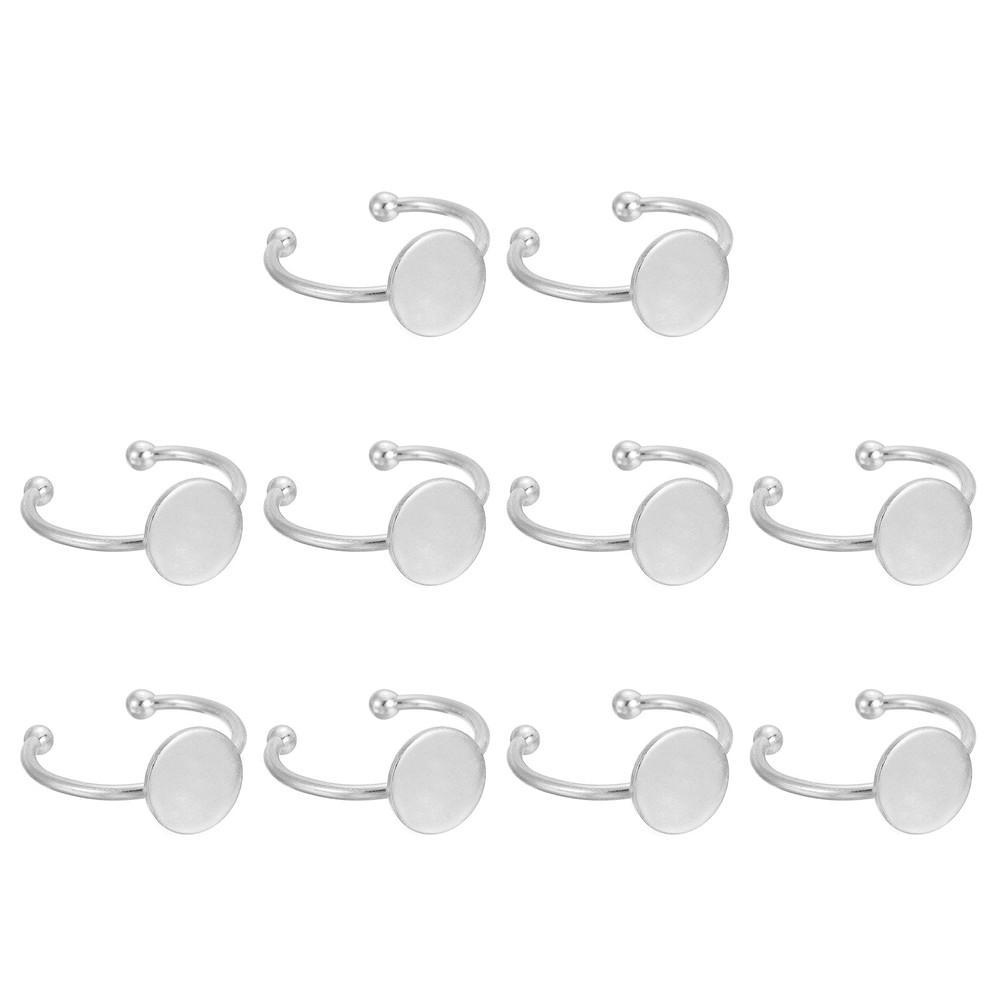 10 Pcs Metal Base Blank, 10mm Adjustable Pad Blank Base, Silver