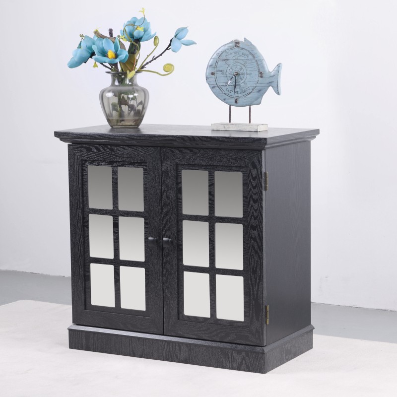 Storage Sideboard Cabinet with Decorative Acrylic Mirrored Doors Adjustable