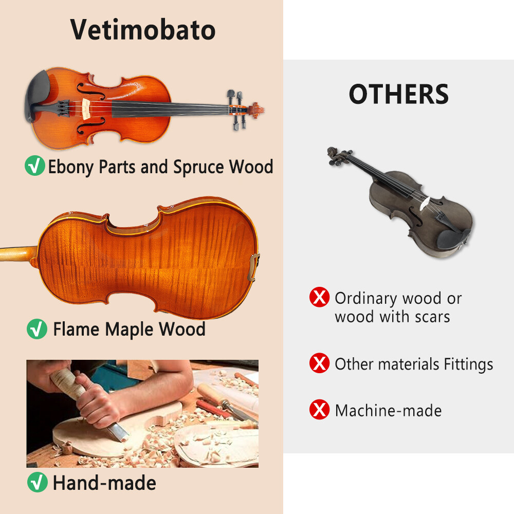 4/4 Violin Set with Shoulder Rest and Extra Strings for Beginners and Adults