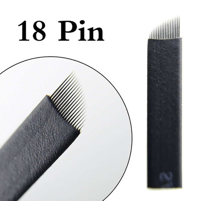 18F Shape Microblading Flex Tattoo Eyebrow Needle Blades 3D Embroidery Black