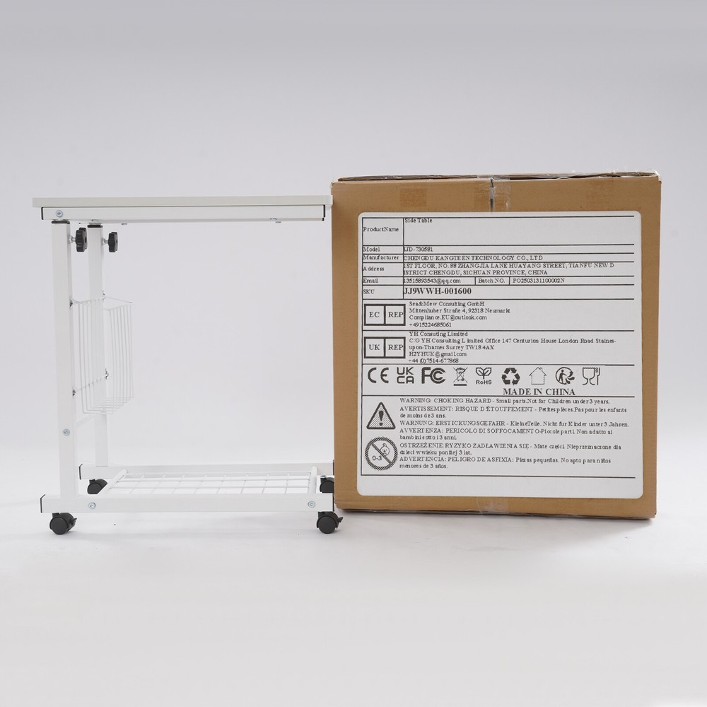 Adjustable Bed Side Table, Side Table with Wheels, Mobile Standalone Table