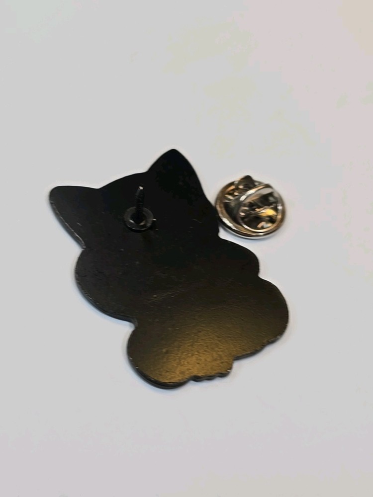 Lucky Black Cat With Skull Lapel Pin