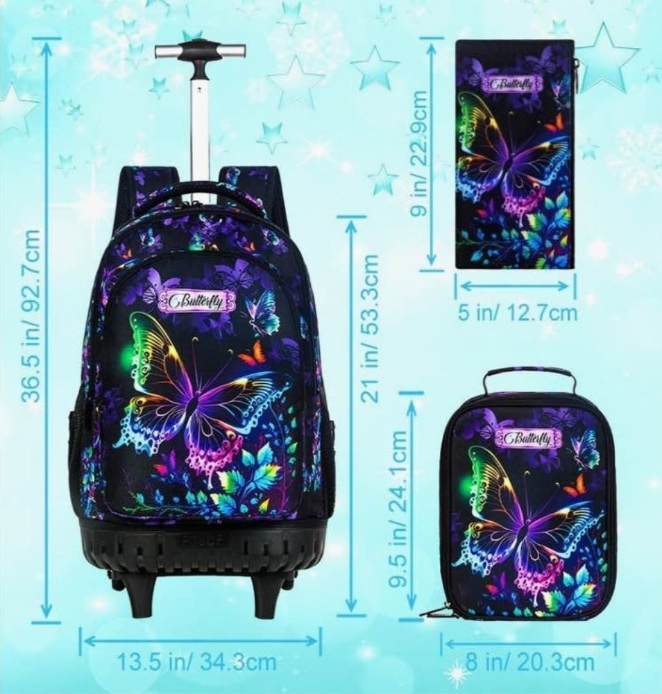 3Pcs Rolling Backpack for Girls