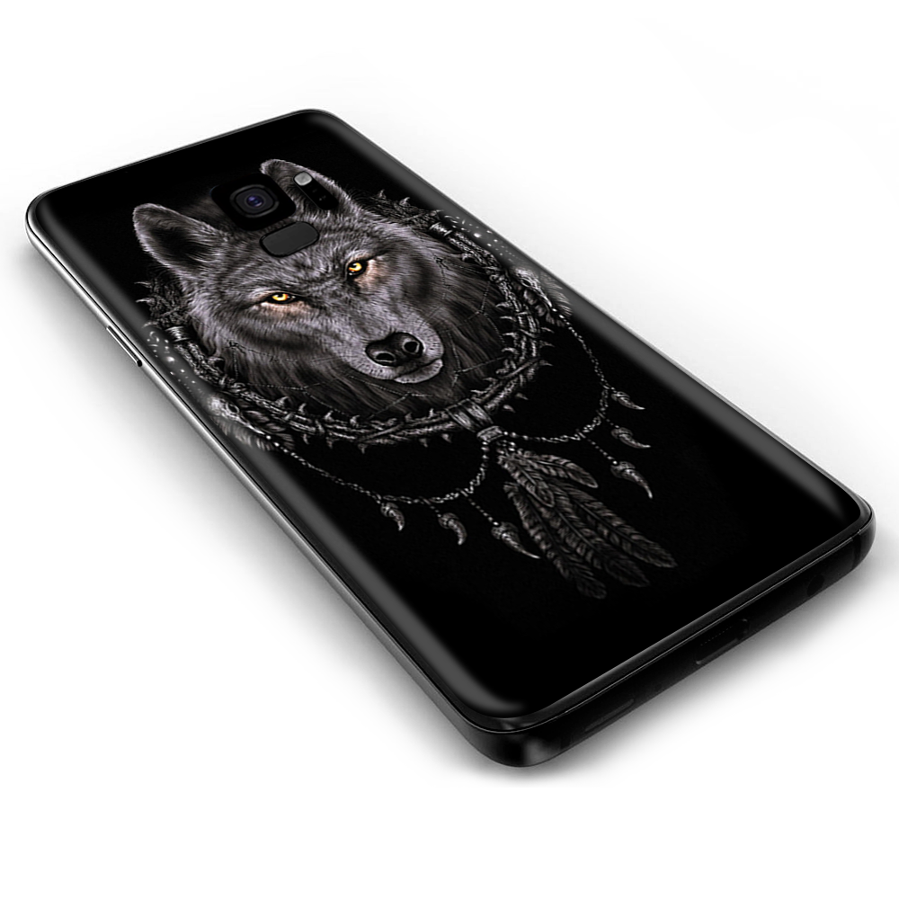 Samsung Galaxy S9 Skins Wrap - Wolf dreamcatcher back white