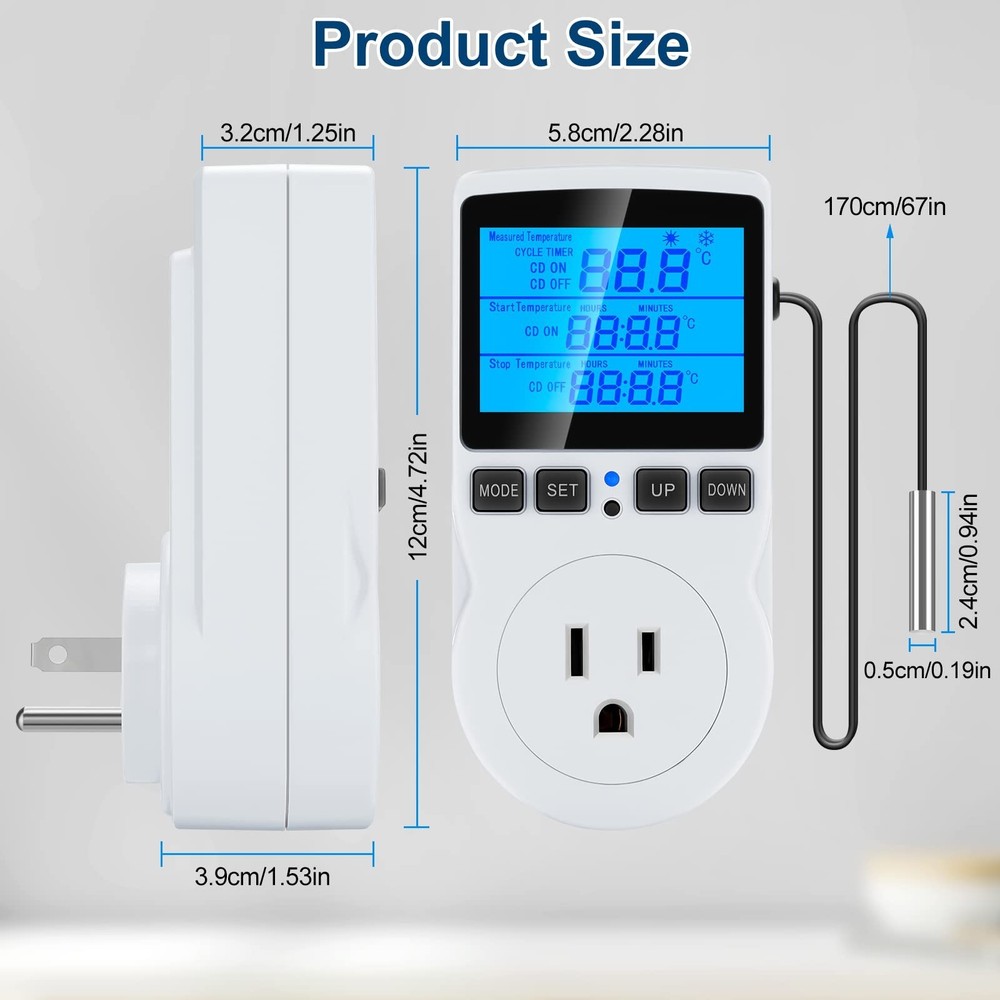 Digital Temperature Controller Thermostat Timer - Reptile Thermostat Controll...