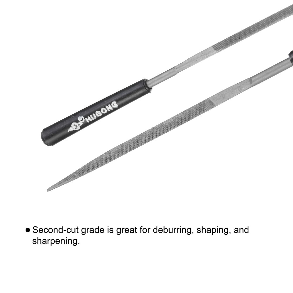 10Pcs Second Cut Steel Triangular Needle File Plastic Handle 3mm x 140mm