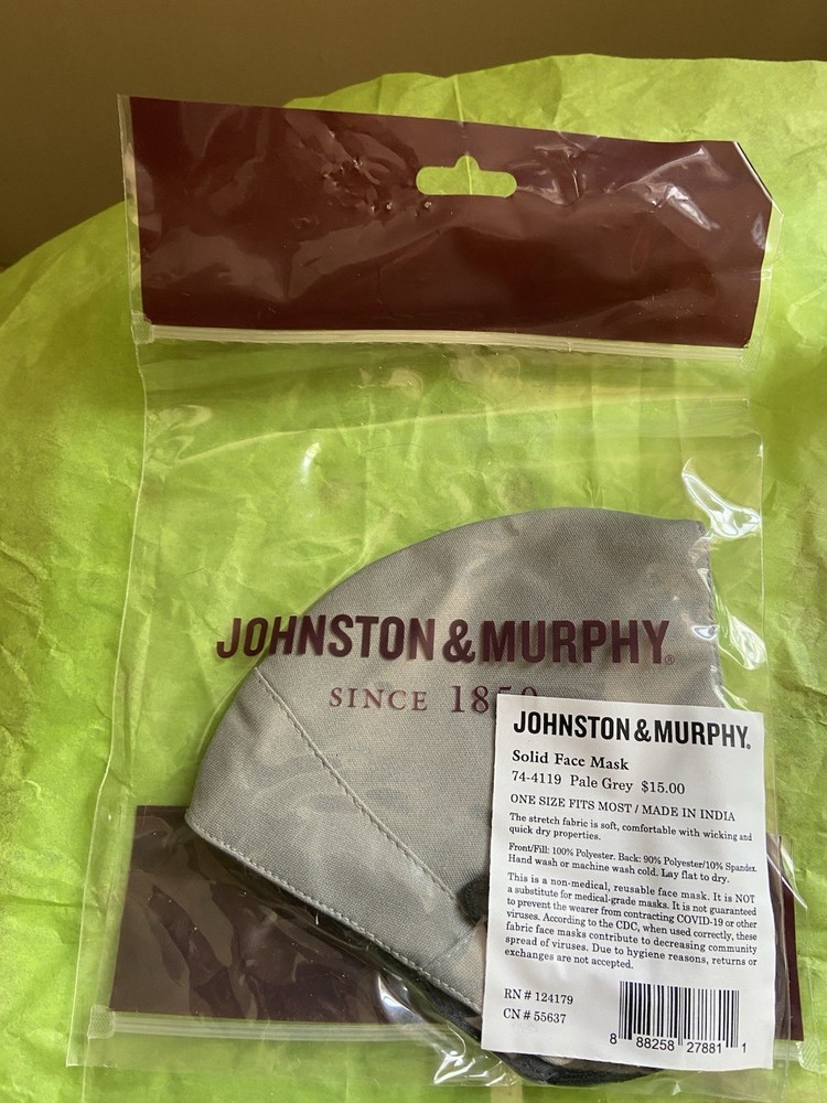 Johnston & Murphy Solid Face Mask (Pale Gray) 4pk