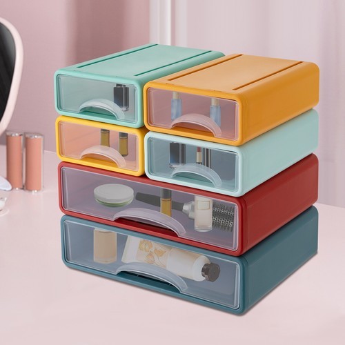 Stackable Office Storage Box W/ 6 Drawers Plastic Desktop Drawers Organizer
