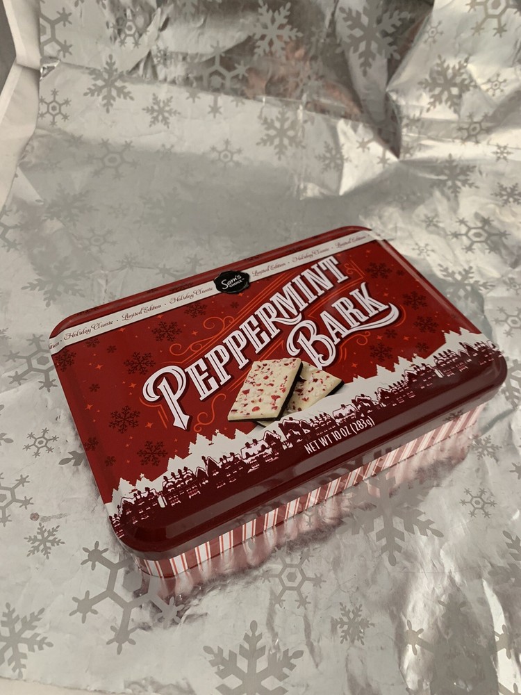 ❤️Sam's Choice Holiday Peppermint Bark EMPTY Tin RED & WHITE design