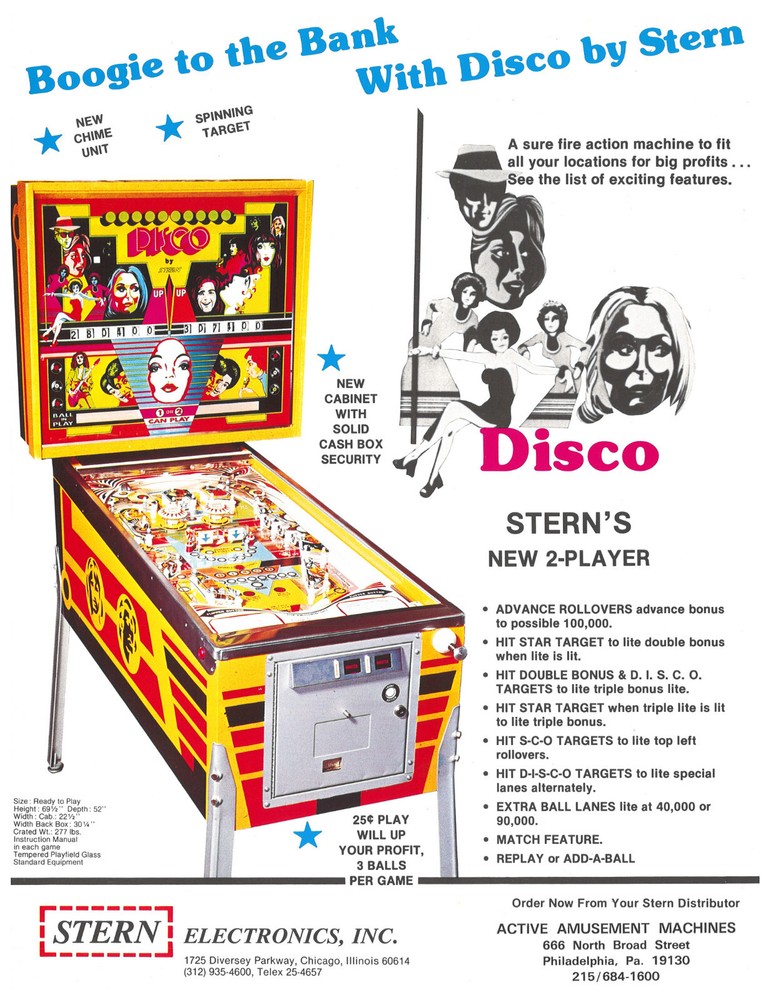 Disco Stern Pinball Flyer / Brochure / Ad - Mint Condition