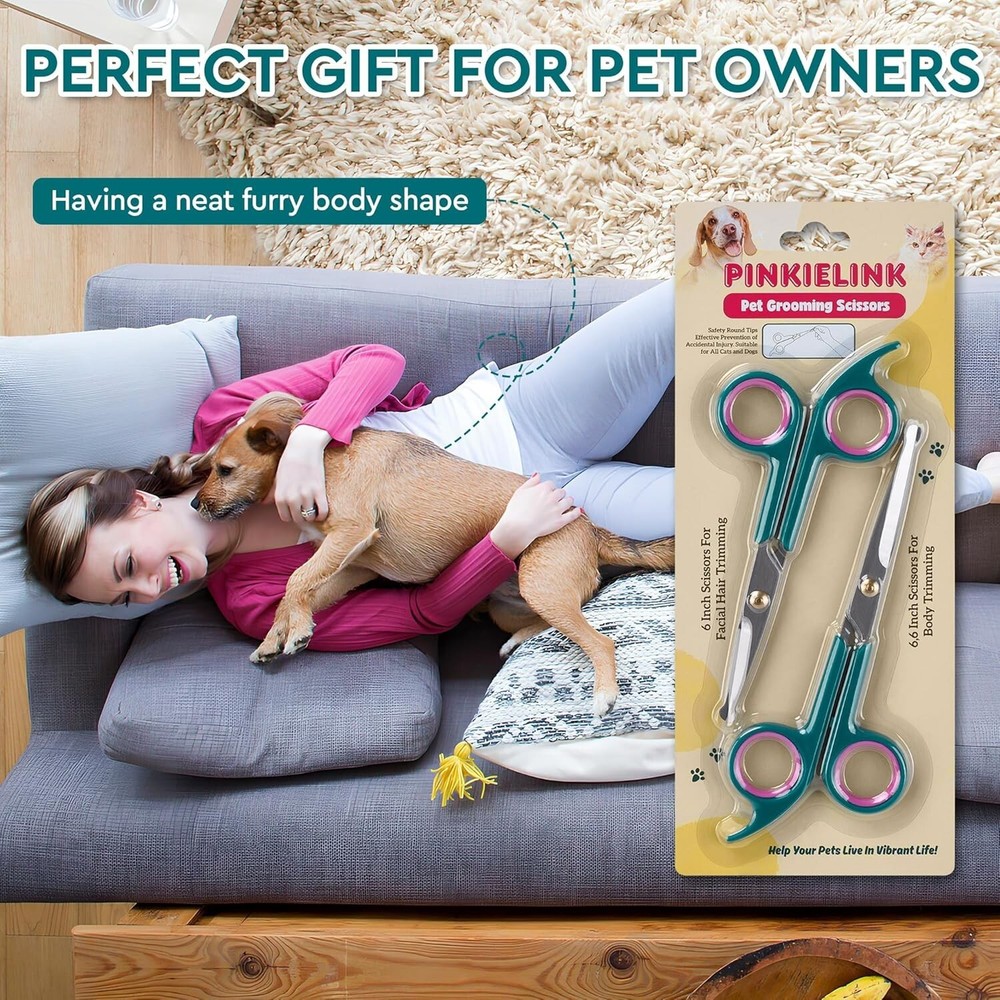 Professional Pet Grooming Scissors Set: Safe & Sharp Shears for Dogs & Cats