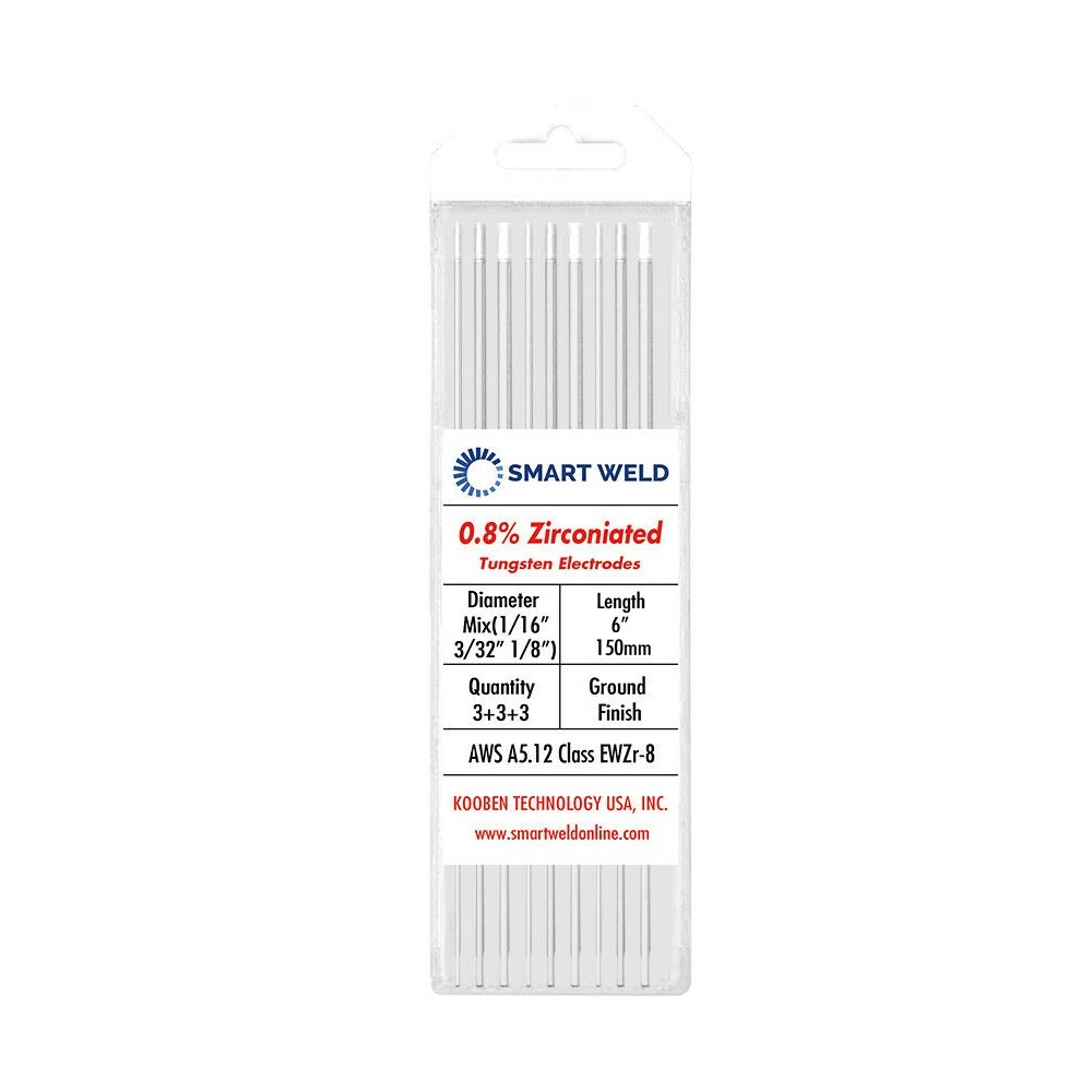 White TIG Welding Tungsten Electrode Assorted 9 pack 1/16" 3/32" 1/8" Length 6"