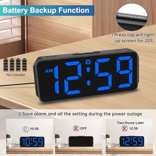Peakeep Small Digital Alarm Clock Plug in for Bedrooms Assorted Colors