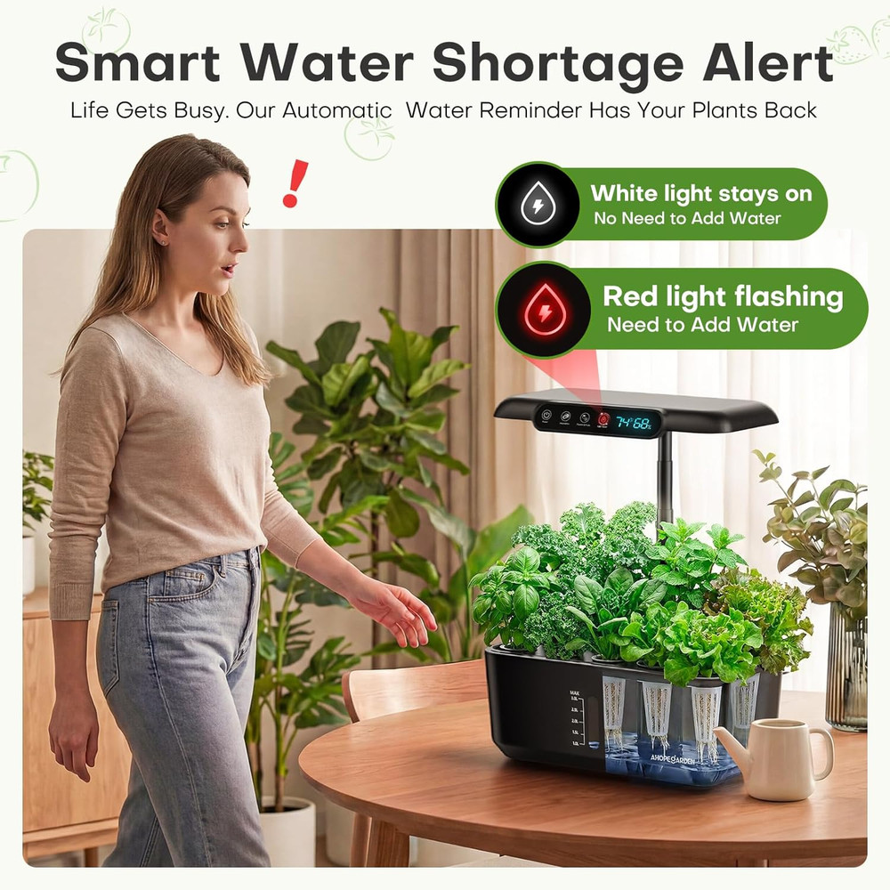 Indoor Hydroponics Herb Garden Kit with LED Light and Smart Display