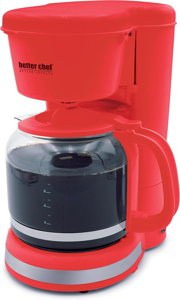 Basic Coffee Maker | 12-Cup | Pause-N-Serve | Brushed Metal Trim (Red)