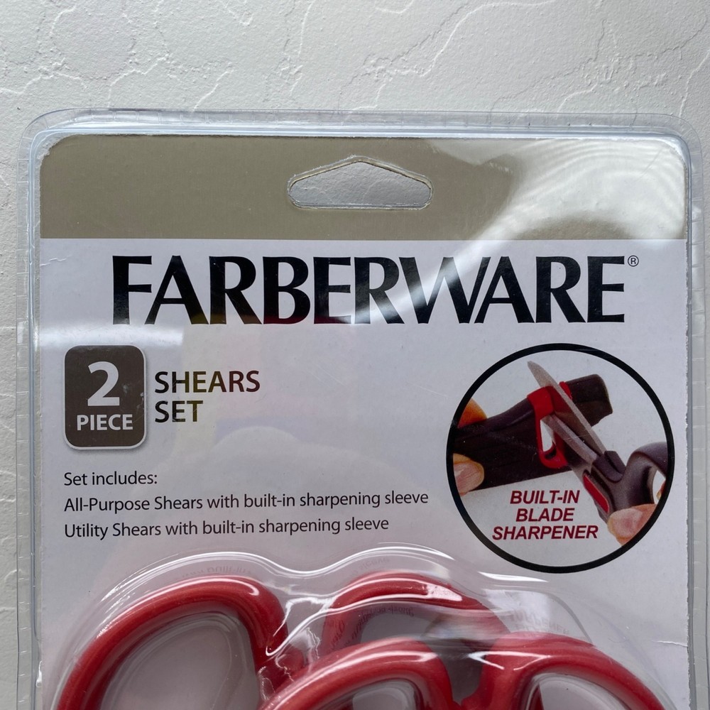 Farberware Edgekeeper Set 2 All Purpose Utility Shears Edgekeeper Sheaths Red
