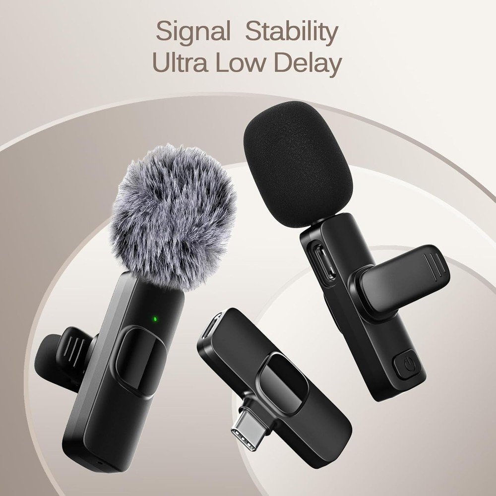 Rechargeable Wireless Mic Set for iPhone & Type-C Devices - Perfect for Vlogs