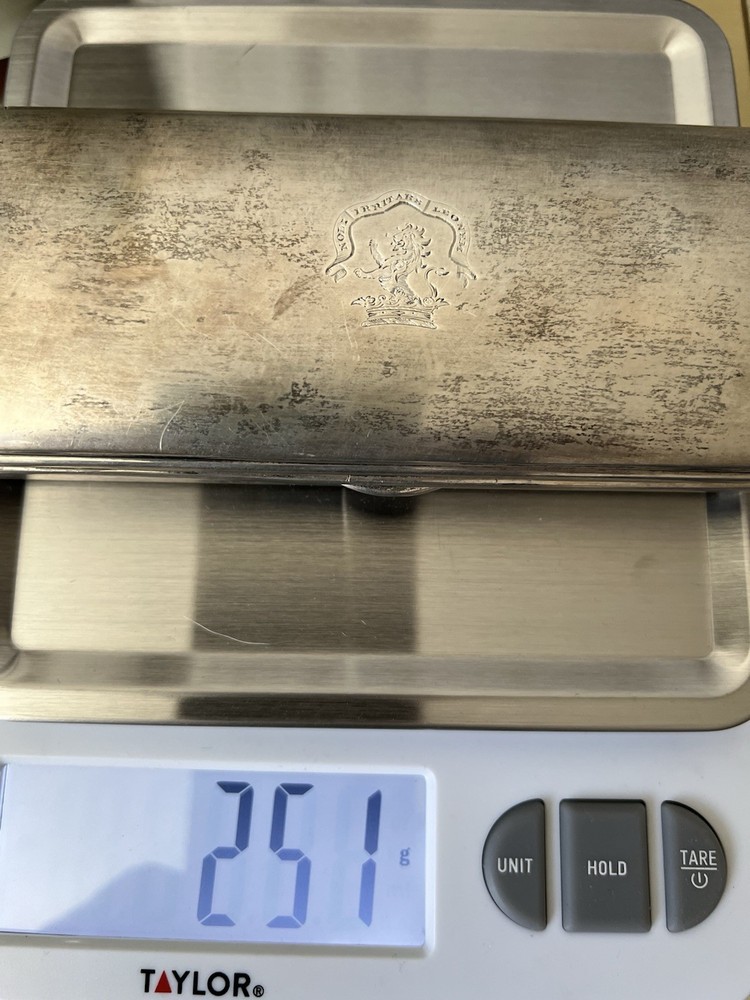 Ryrie Sterling Silver .925 Antique Rectangular Box Engraved Lion Crest 251g