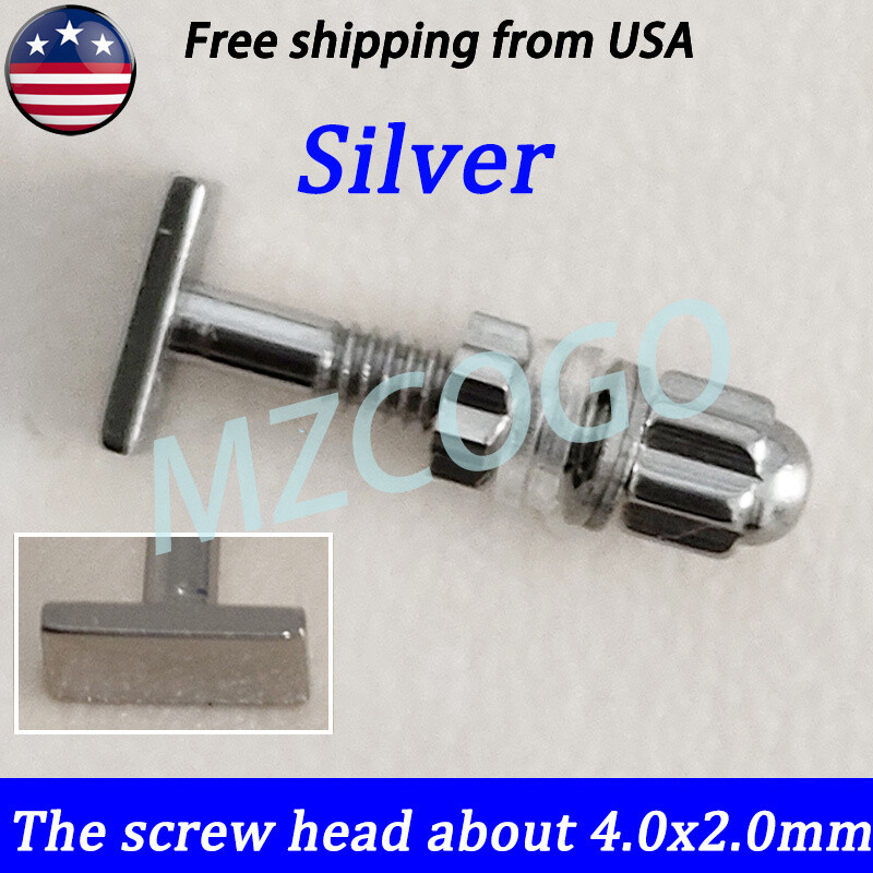 4mm*2mm Rectangle Screw & Bolt Set Replace For C ar tier Eyeglasses Frame Silver