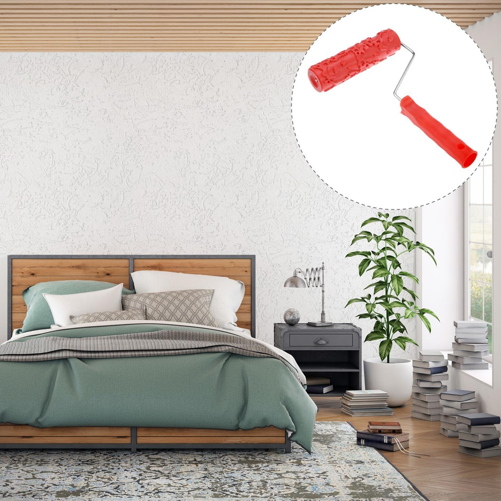 QWORK 7'' Texture Roller Pattern Paint Roller for Wall Decoration with Thick Slu