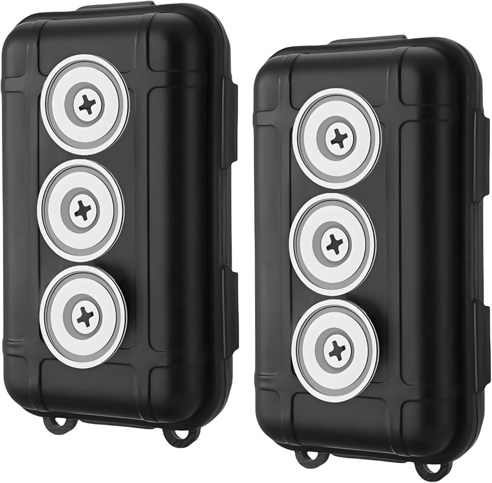 2 Pcs Magnetic Key Holders Under Car, Hide Box for 2 PCS, black