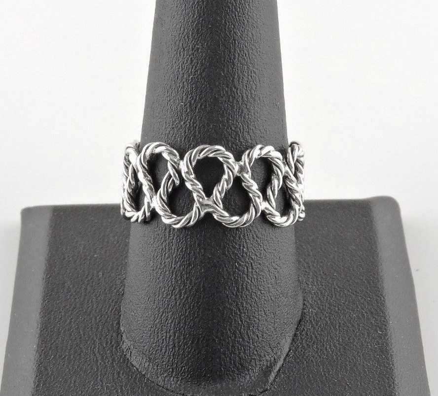 Sterling Silver Twisted Looped Rope Ring