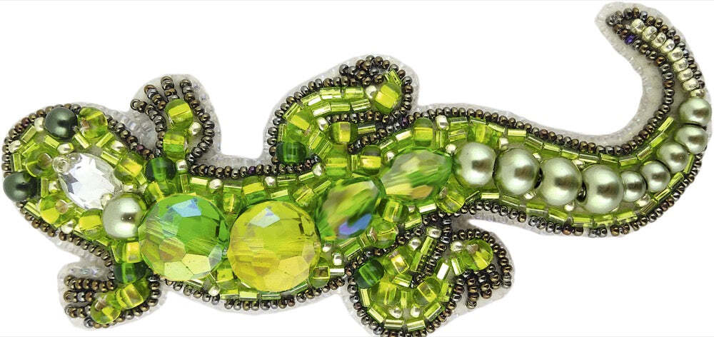 Crystal Art Beadwork kit for creating brooch BP-227C Lizard