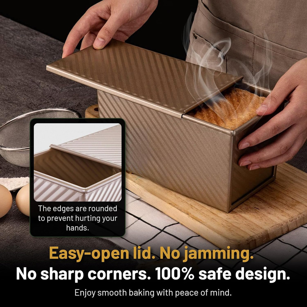 5-Pack Pullman Loaf Pan with Lid – Sourdough Loaf Pan Set, Includes Dough Scrape