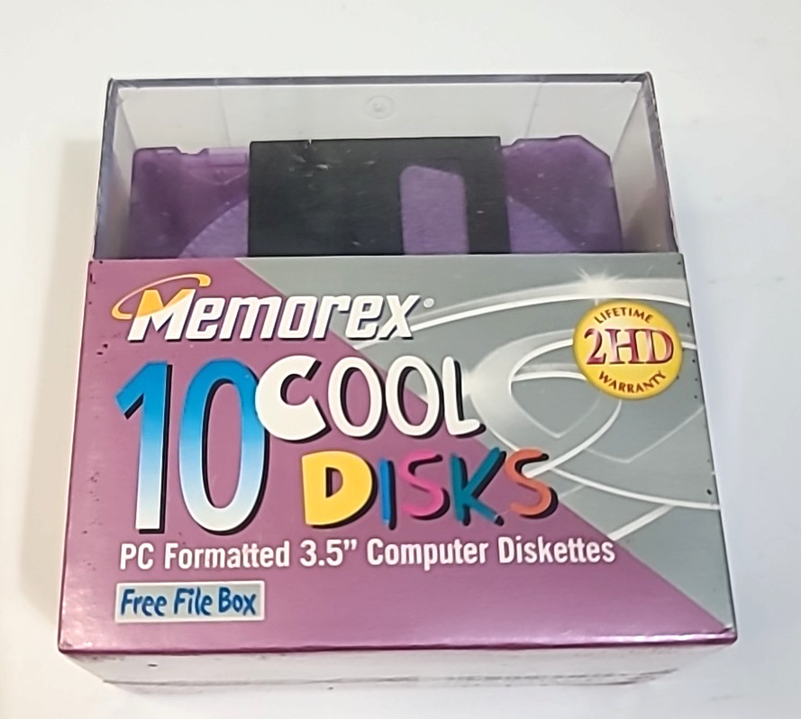 10 Pack Memorex 2HD 3.5" Computer Diskettes PC Format Cool Disks -New Sealed