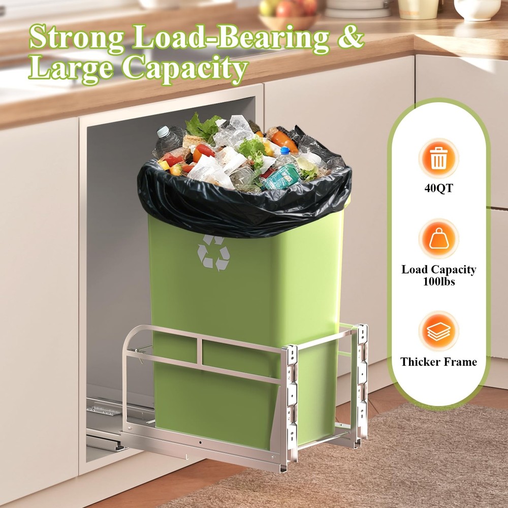 Pull Out Trash Can Under Cabinet Shelf, Under Cabinet Trash Cans Pull Out Kit...
