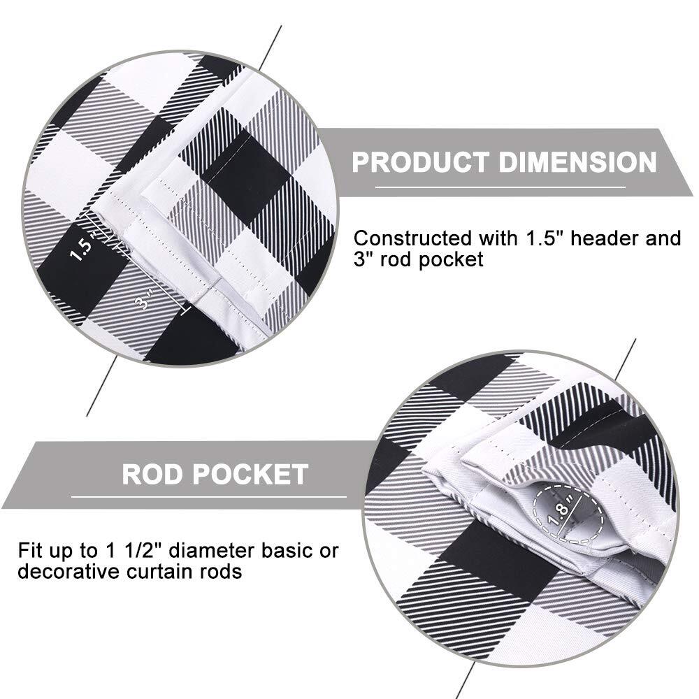 Window Curtain Tier Pair Pack Set Checked Plaid Gingham Kitchen Panel 58" x 24"