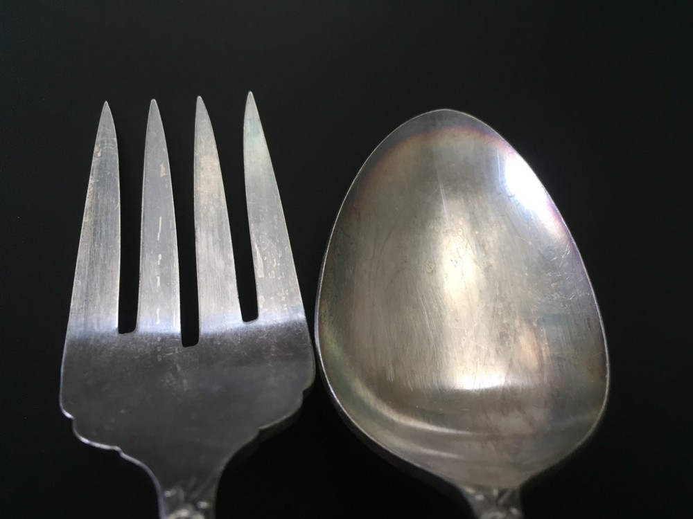 Oneida Community Evening Star 1950 Silverplate Cold Meat Serving Fork & Spoon