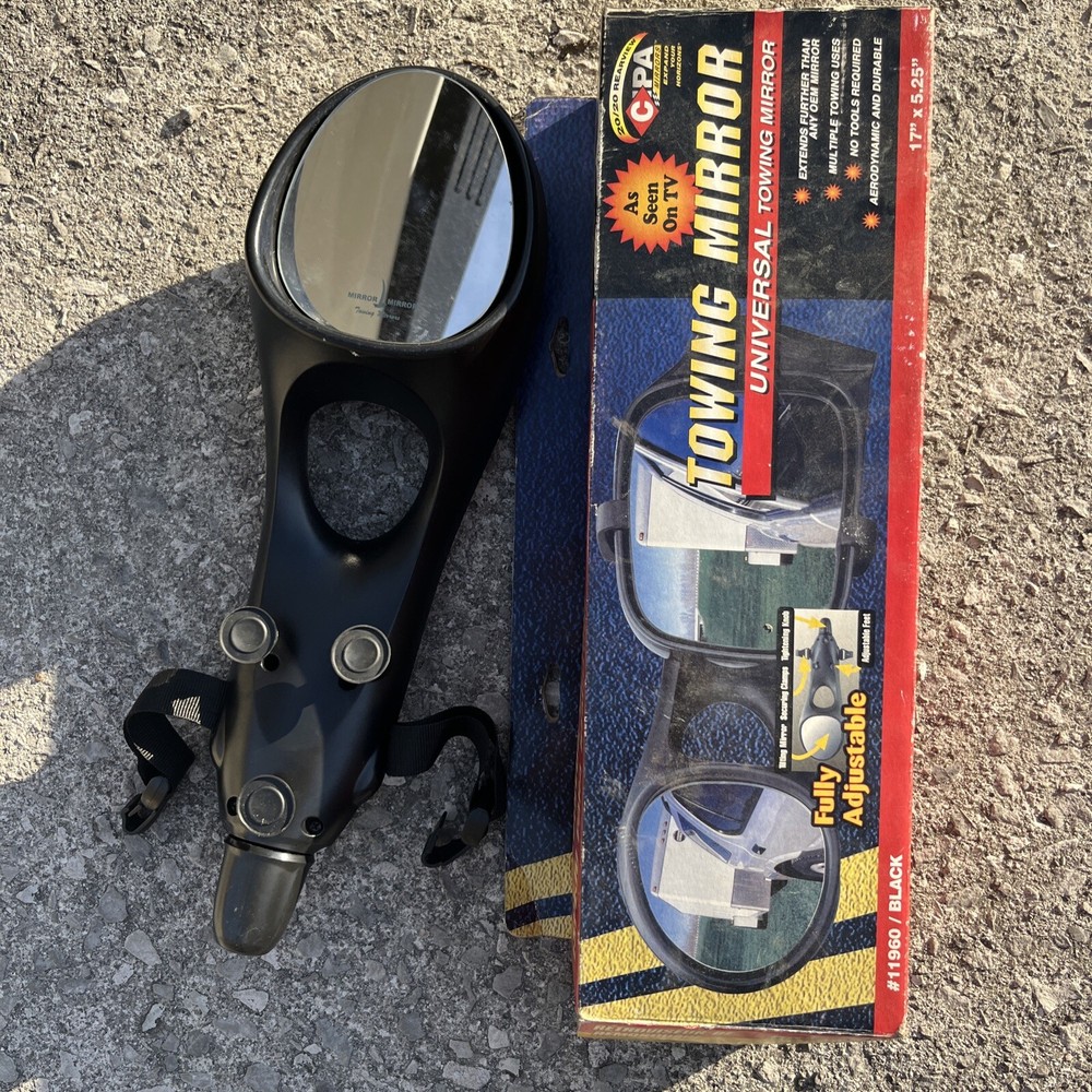 CIPA Universal Towing Mirrors (2) Both Fit Left Or Right Side No Tools Required
