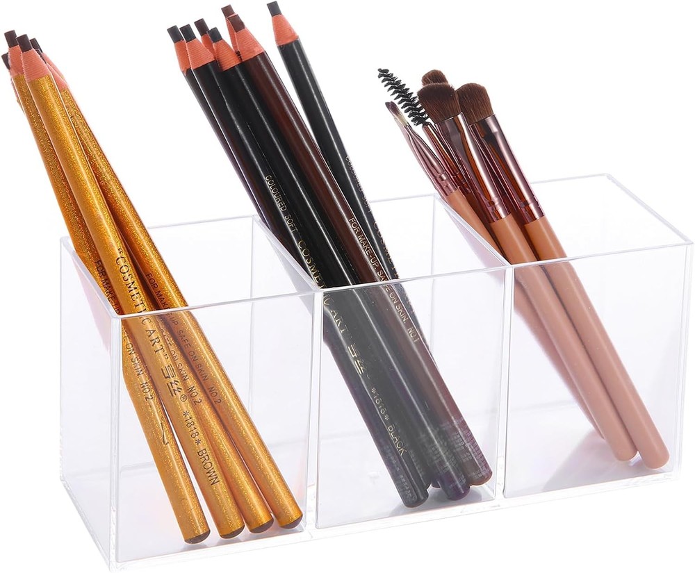 Clear Acrylic Silverware & Pen Organizer Caddy, Transparent Plastic