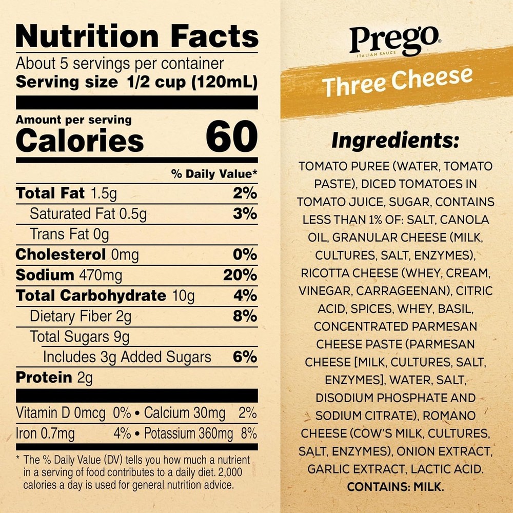 Three Cheese Pasta Sauce, 24 Oz Jar