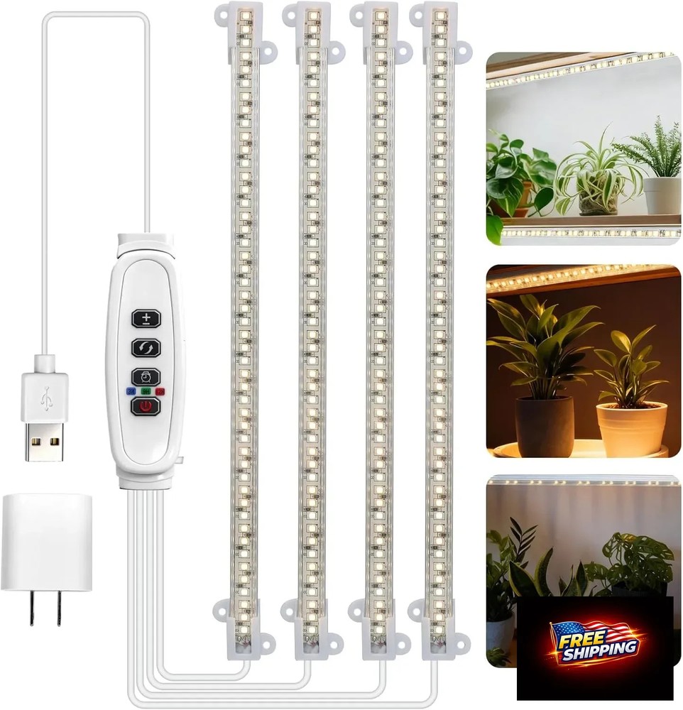 LED Grow Light Full Spectrum 3 Head Timer Dimmable Indoor Plants Light