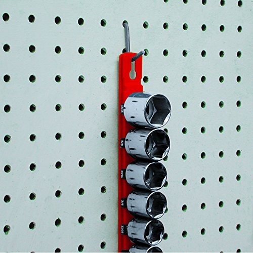 Ernst 8416 13 Socket Organizer with 11 Twist Lock Clips - Red - 1/2