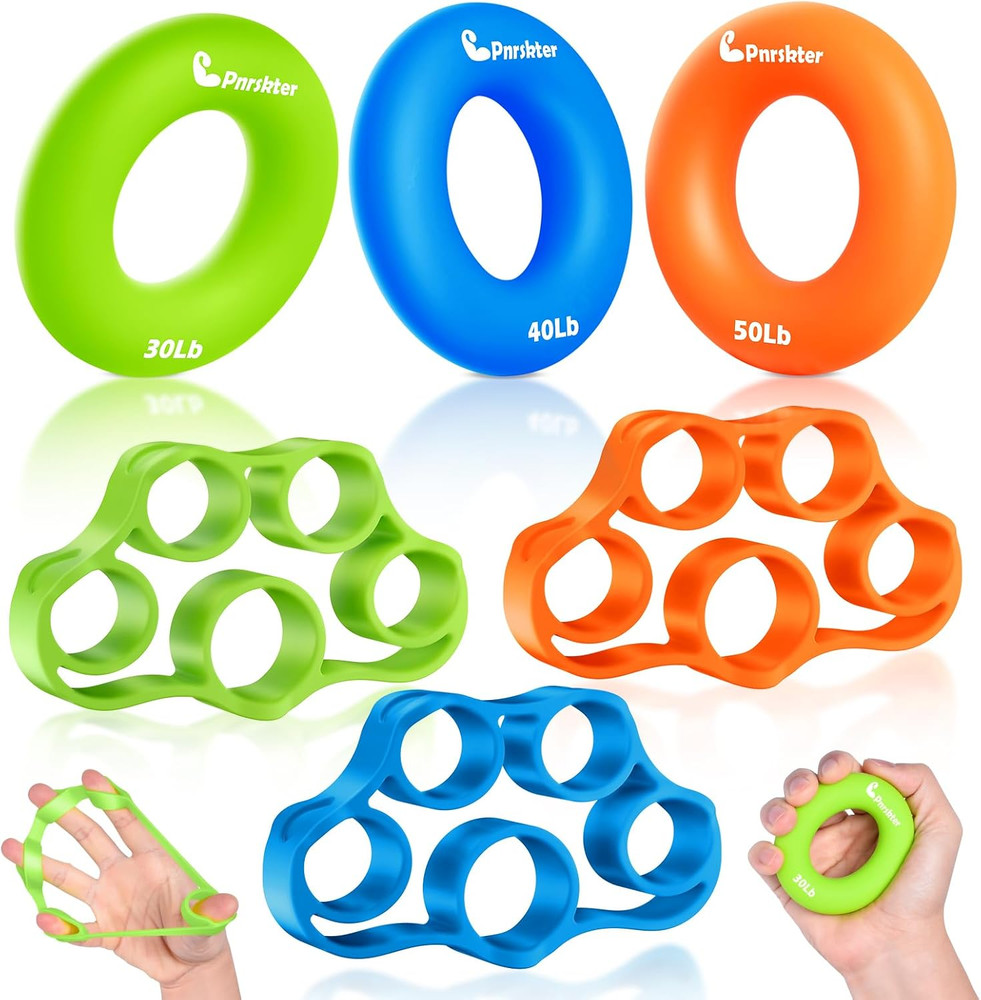 Hand Grip Strengthener Set 6 Pack Finger Exerciser Forearm Trainer Workout Tool