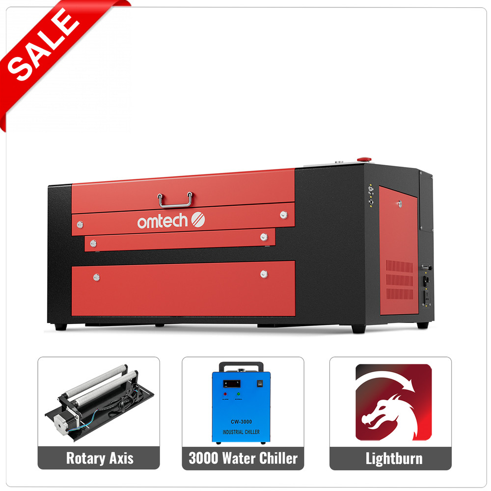 OMTech 12x20 50W CO2 Laser Engraver Cutter Marker with Basic Accessories A