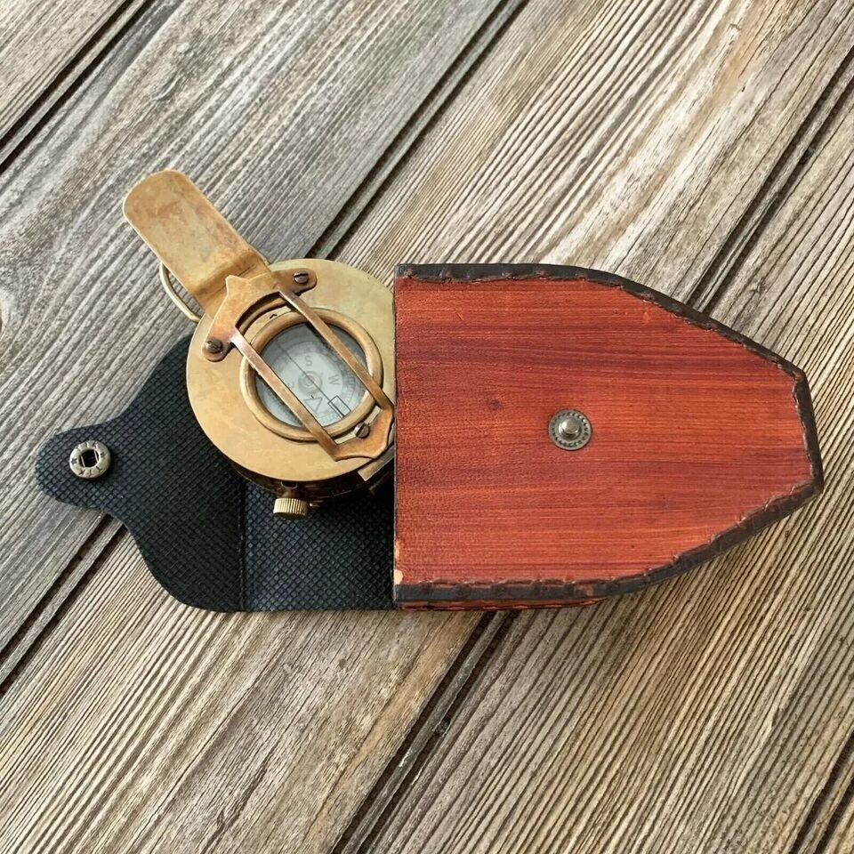 Vintage Victorian Solid Brass WWII Military Pocket Compass Gift