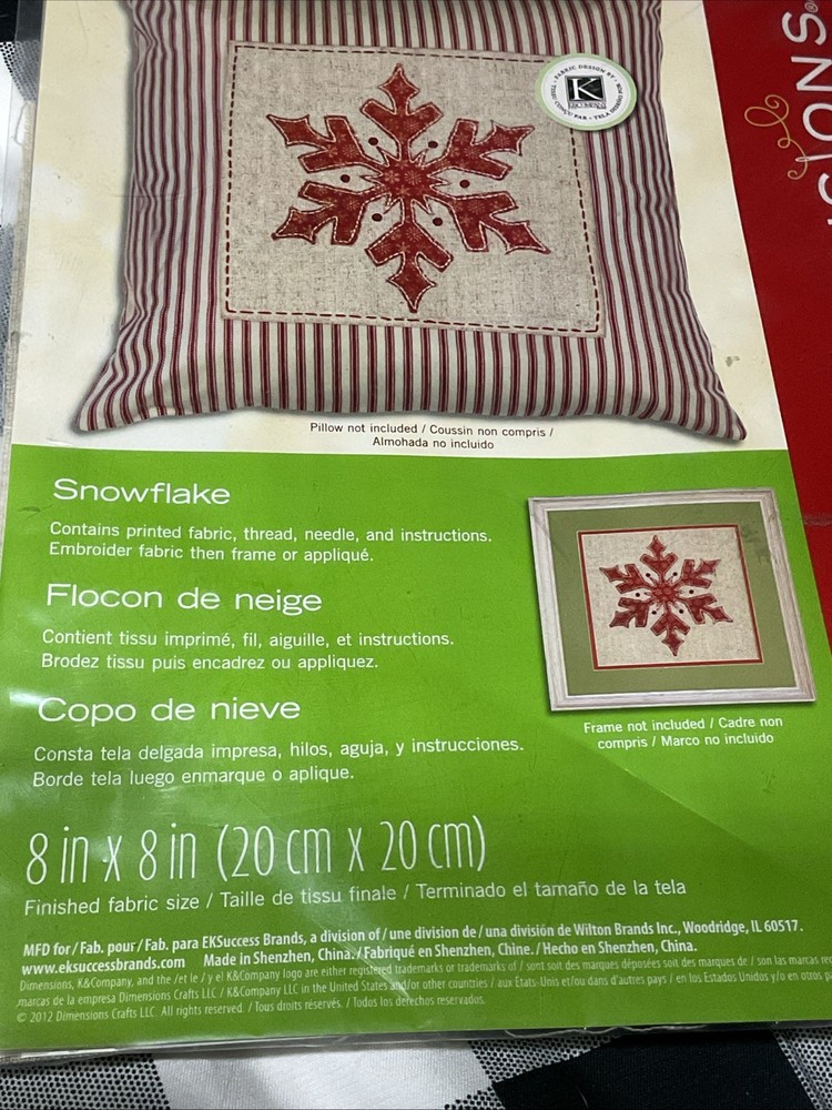 2012 Dimensions 72-08873 Snowflake Kit for Application 8"× 8" New