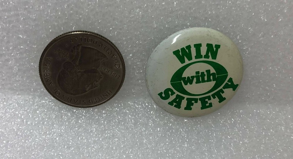 Win With Safety Football Pin